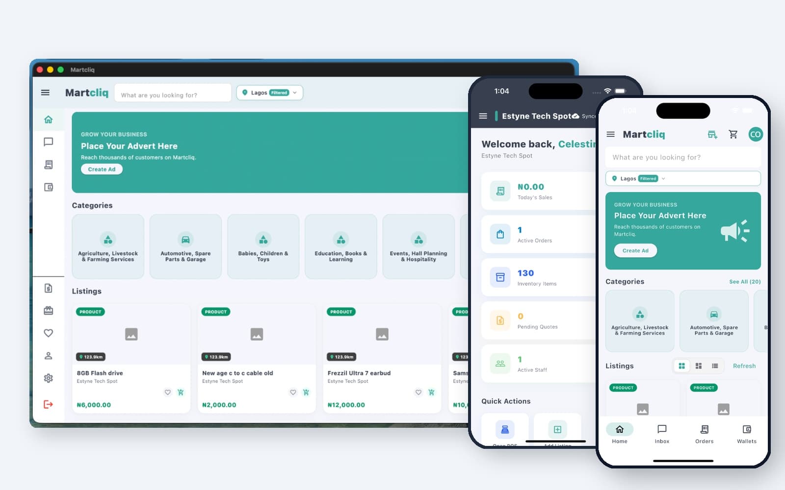 MartCliq Desktop Web and Mobile Apps Unified Ecosystem